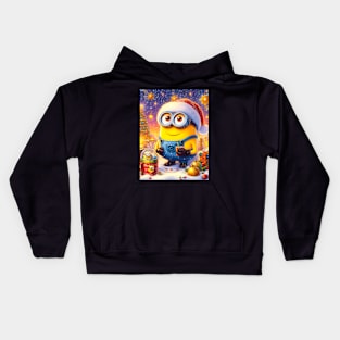 Merry Minions: Festive Christmas Art Prints Featuring Whimsical Minion Designs for a Joyful Holiday Celebration! Kids Hoodie